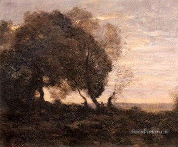 Arbres Tordus Sur Une Crète Plein Air Romantisme Jean Baptiste Camille Corot Peinture à l'huile